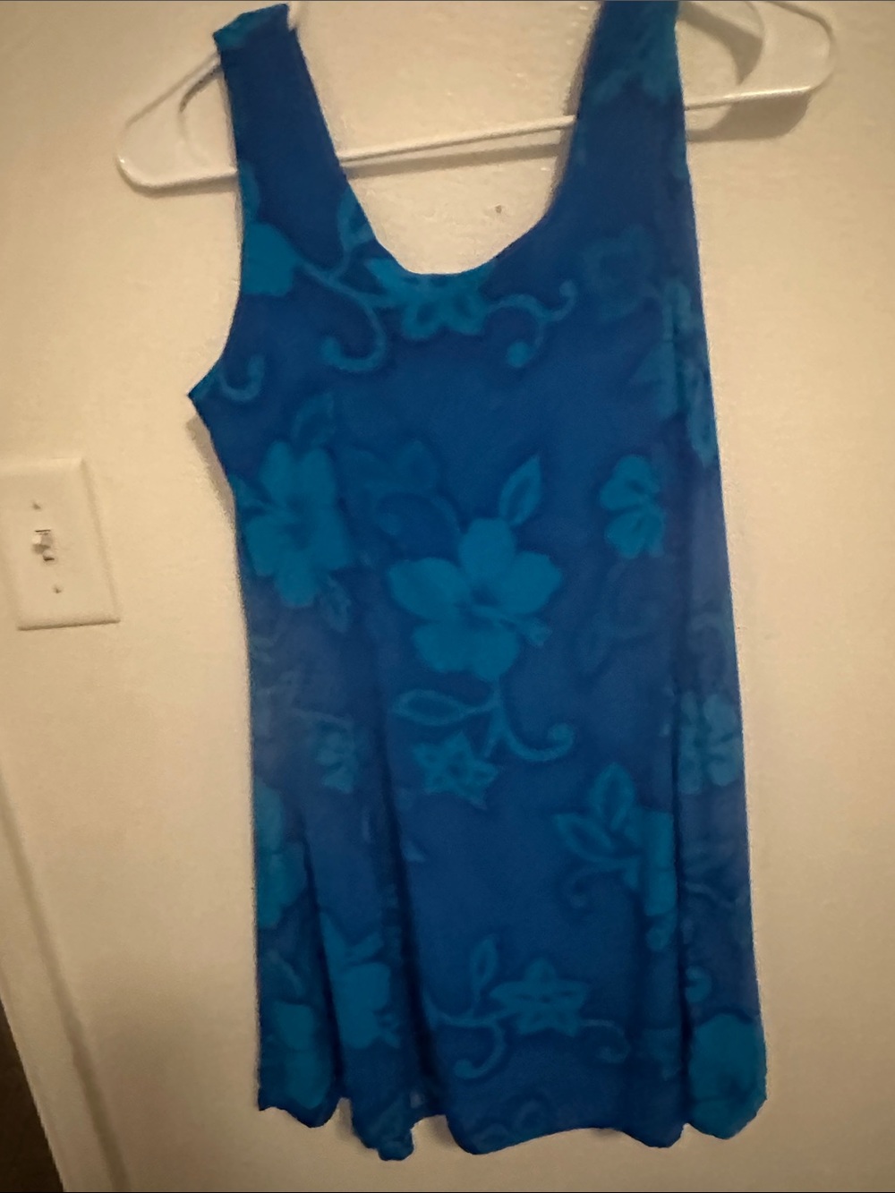 Blue Floral Sleeveless Women's Dress